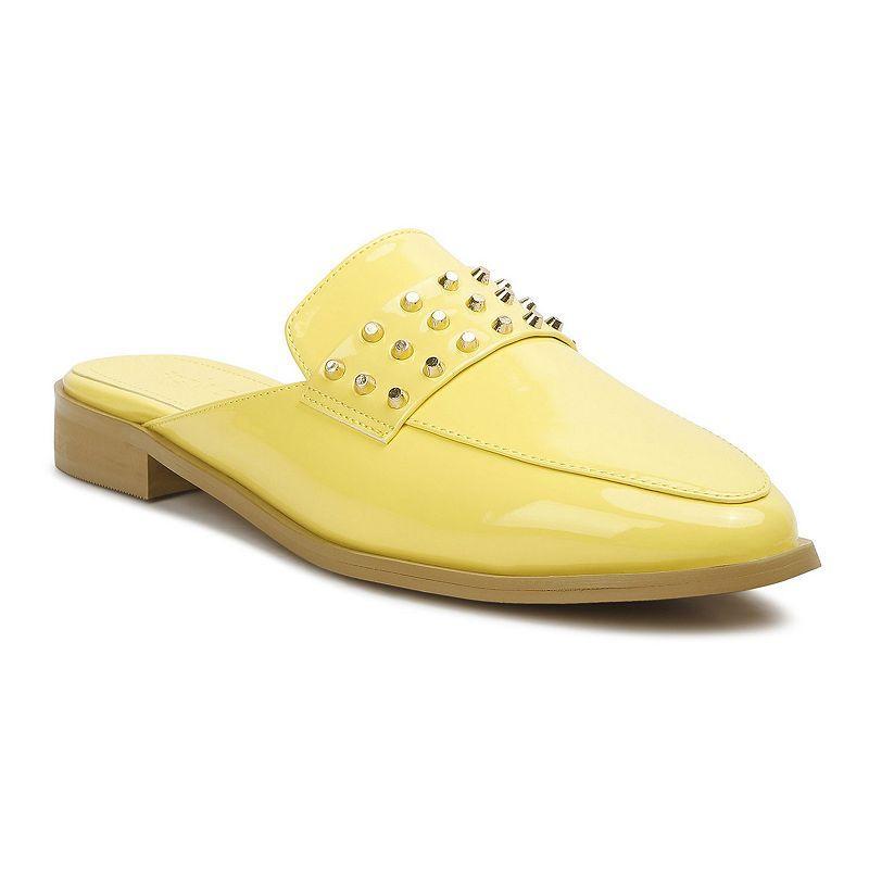 Women's Rag & Co YASHTA Patent Studded Women's Flat Mules, Size: 6, White Product Image
