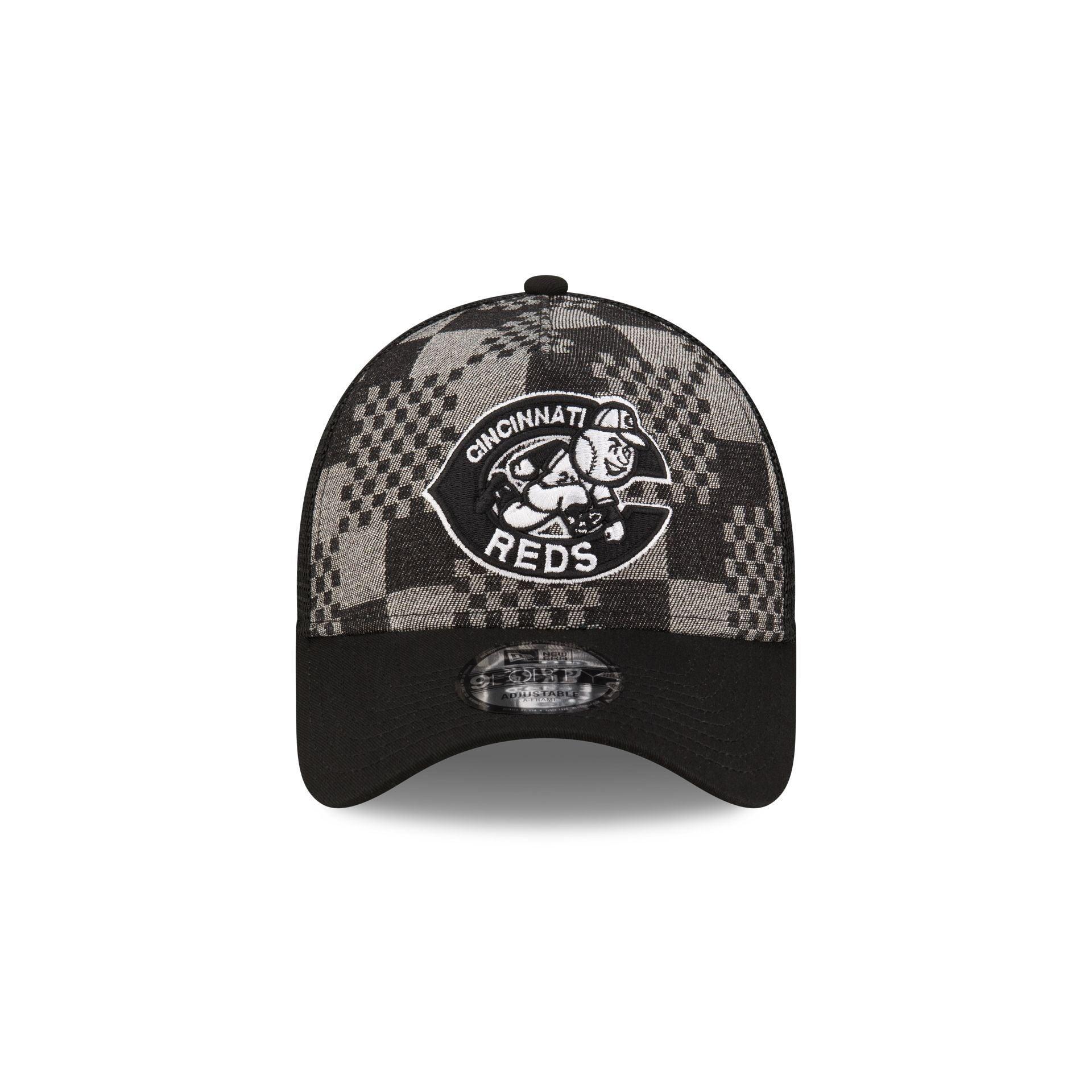 Cincinnati Reds Pattern Denim 9FORTY A-Frame Trucker Hat Male Product Image