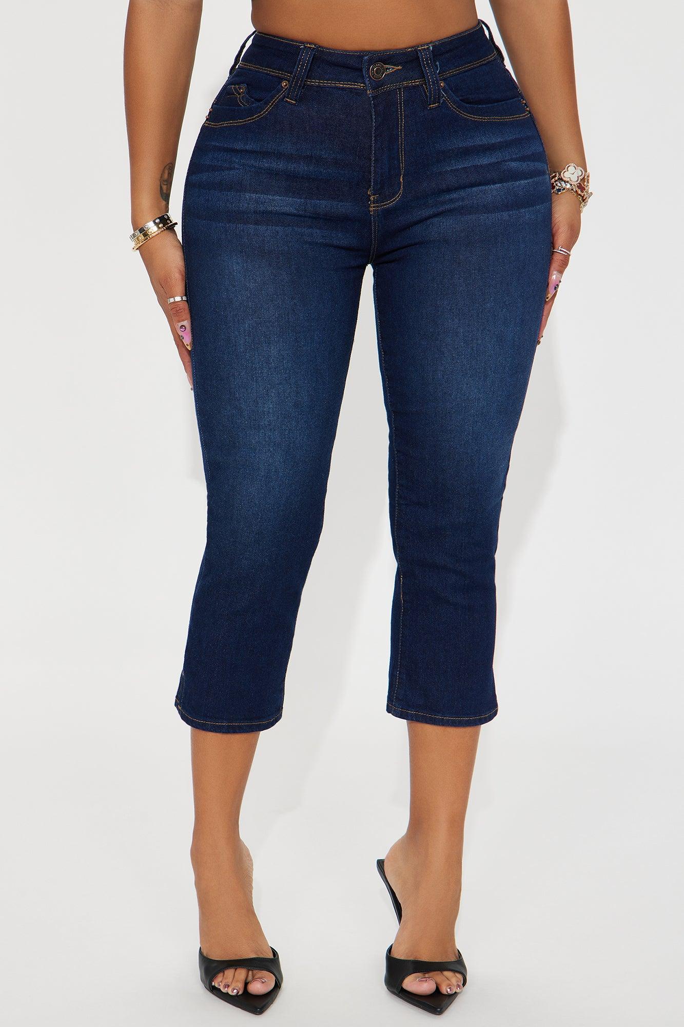 All That Booty Lifting Crop Jean - Dark Wash Product Image