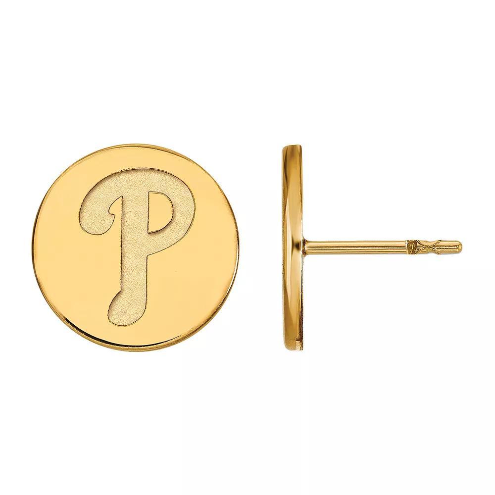 LogoArt Sterling Silver Philadelphia Phillies Small Disc Earrings, Womens Gold Tone Product Image