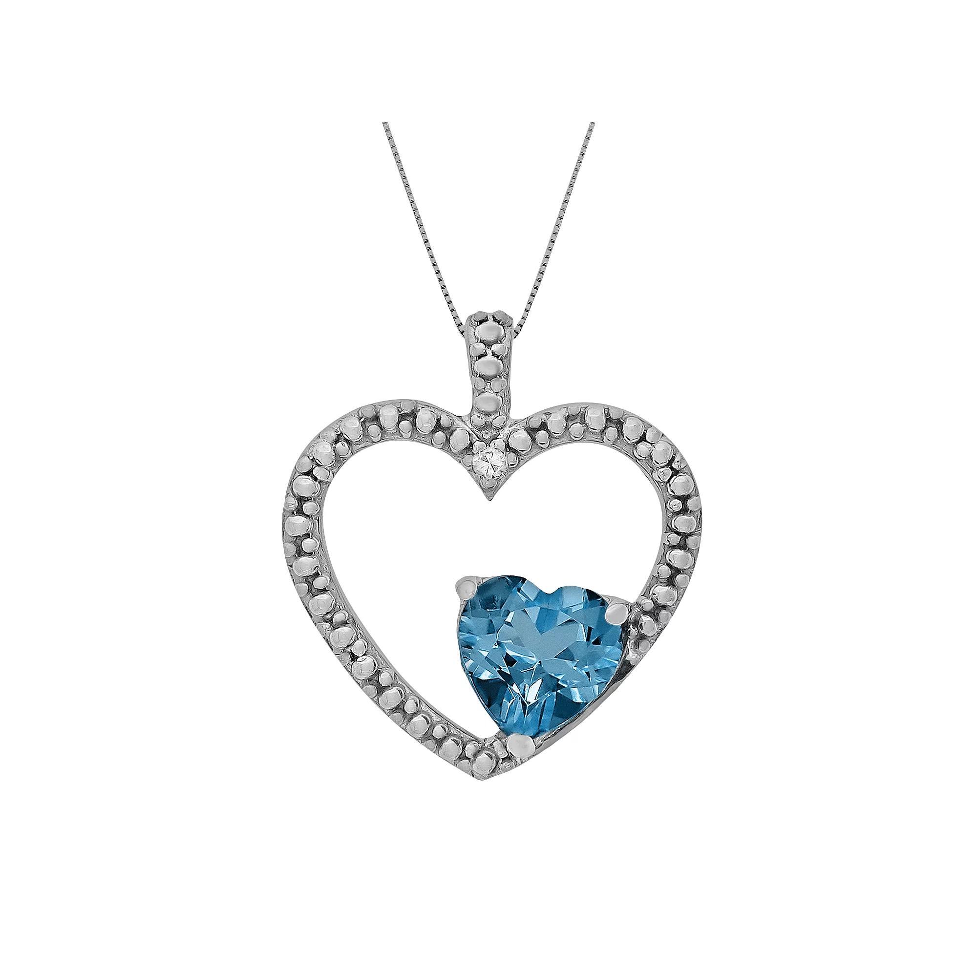 Gemminded Sterling Silver Garnet and Diamond Accent Heart Pendant, Women's, Size: 18", Red Product Image