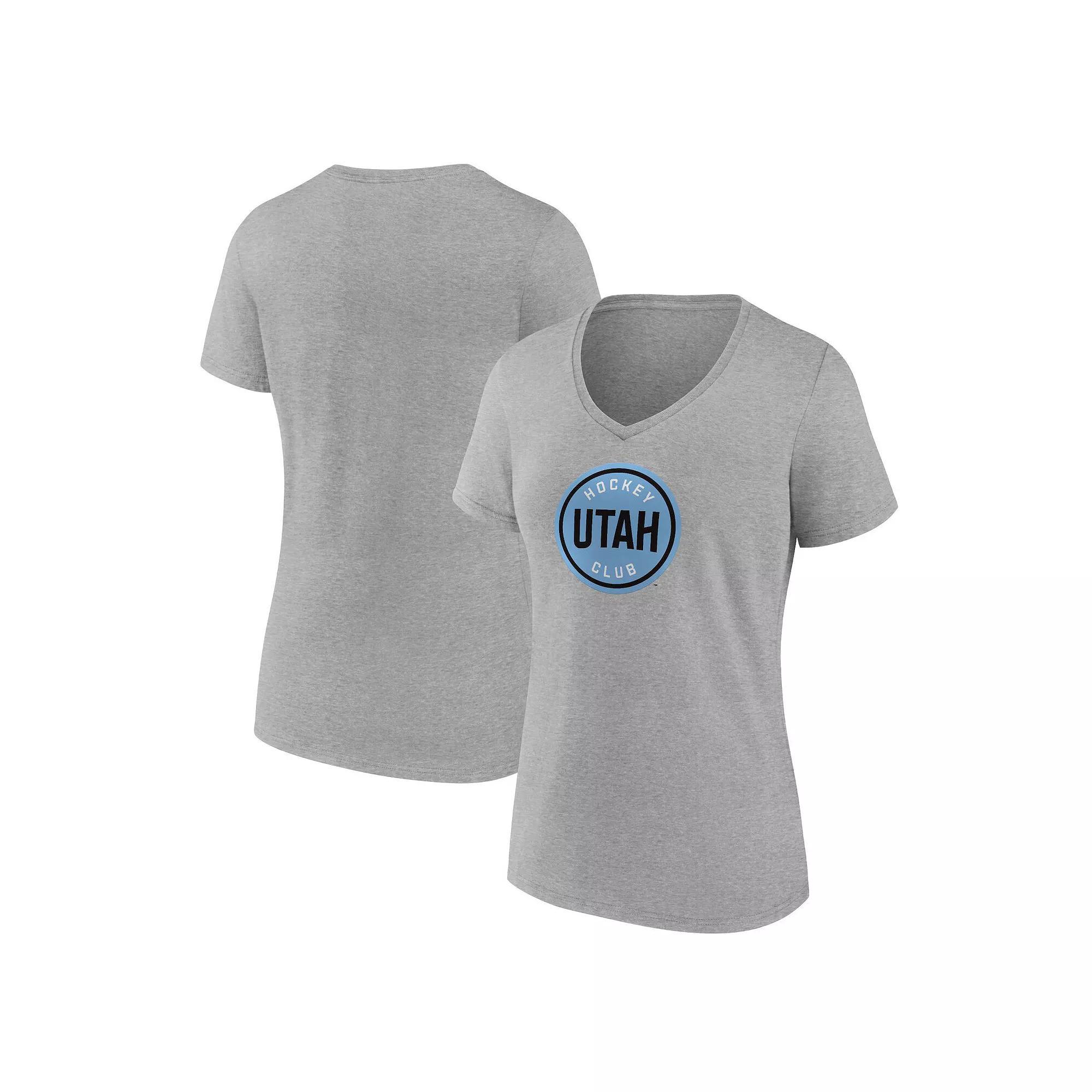 Women's Fanatics Heather Gray Utah Hockey Club Draft Logo V-Neck T-Shirt, Size: 2XL, Ute Grey Product Image