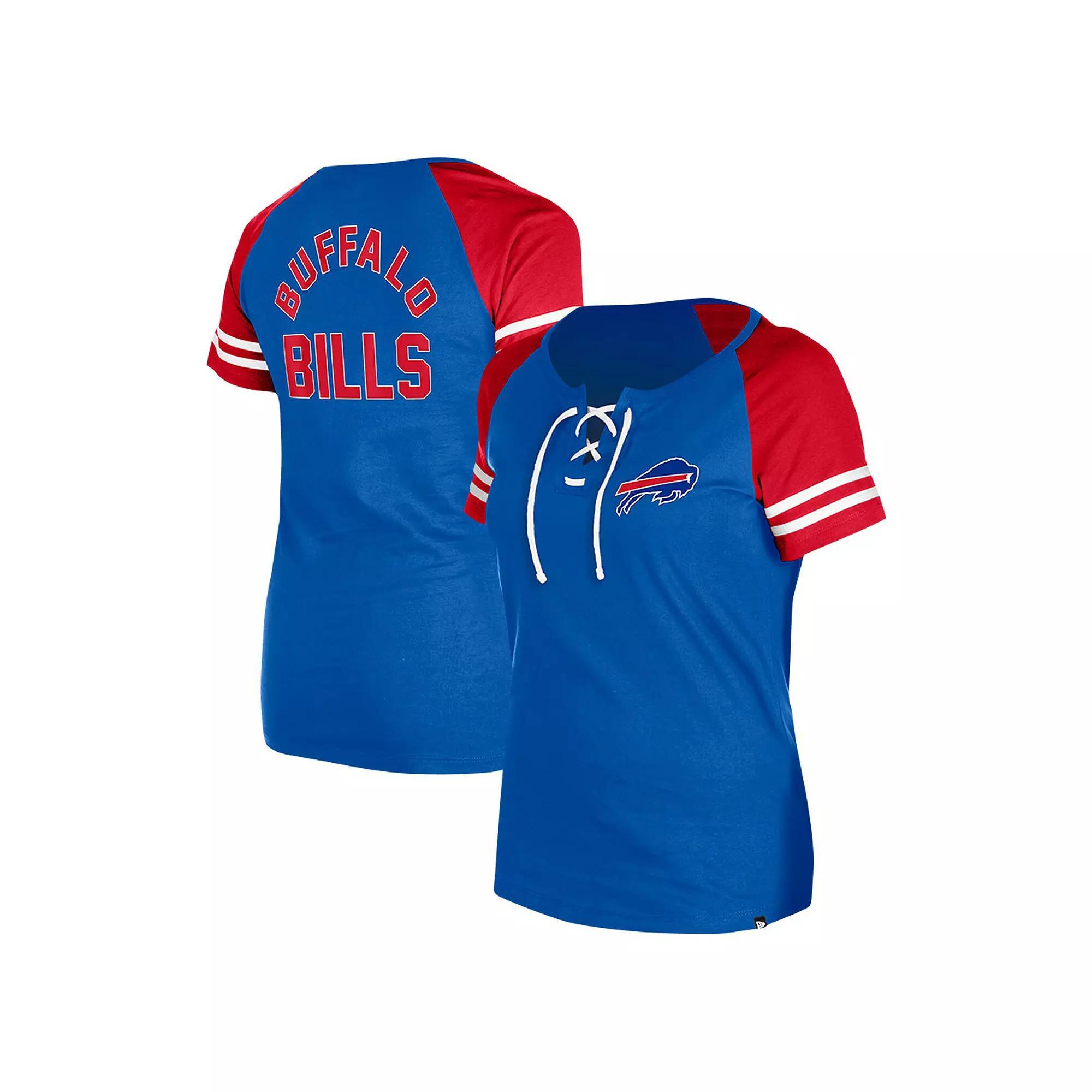 Women's New Era Royal Buffalo Bills Throwback Lace-Up Raglan T-Shirt, Size: Small, Blue Product Image