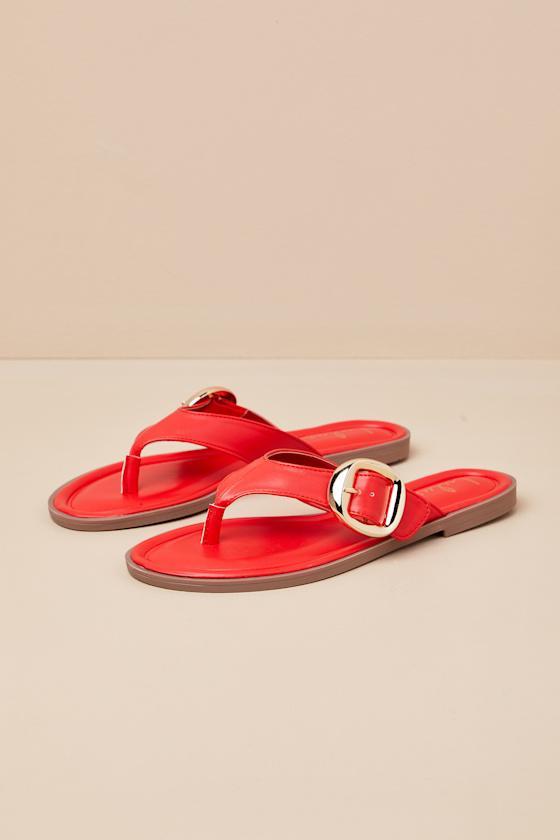 Zelma Red Buckle Thong Sandals Product Image