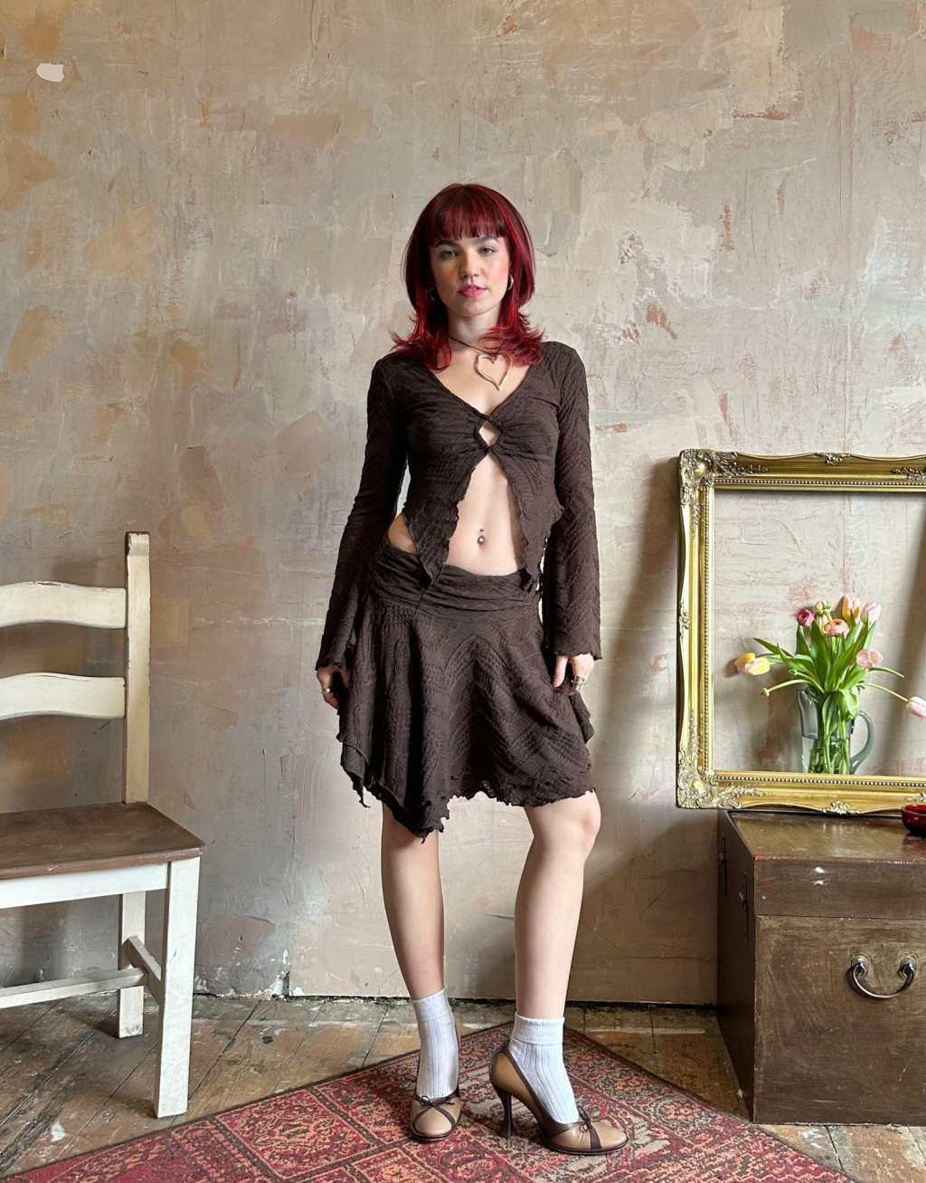 Labelrail x Lara Adkins layered jersey hanky hem mini skirt Product Image