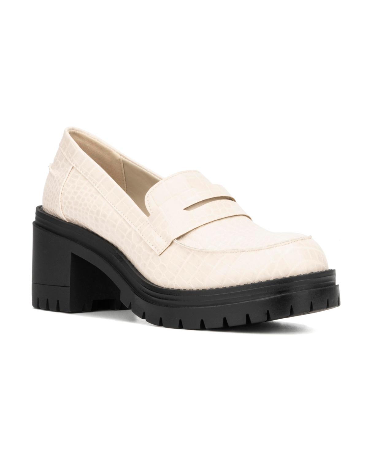 New York & Company Women's Penny Loafers, Size: 6, Ivory Croc Product Image