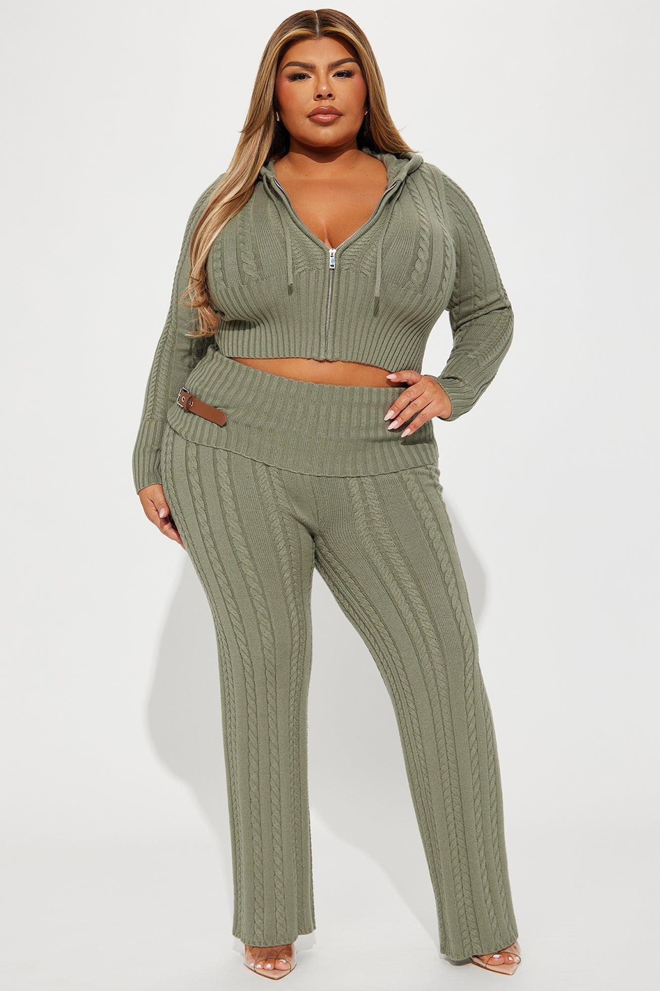 Weekend Flirt Sweater Pant Set - Olive Product Image