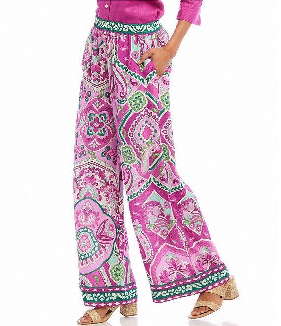 Karen Kane Printed Wide-Leg Pull-On Pants Product Image