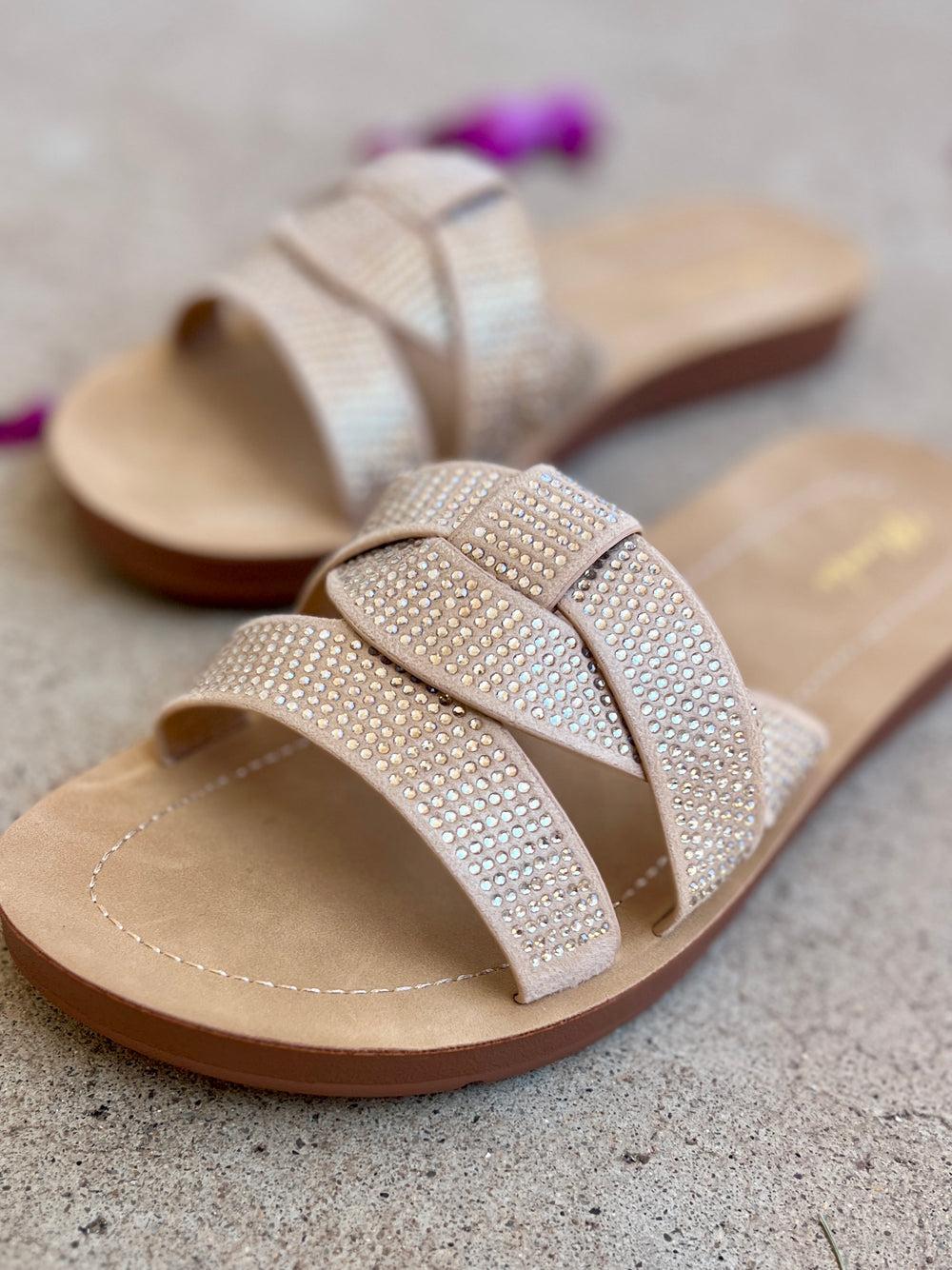 Cindy Sparkly Nude Slides* Product Image
