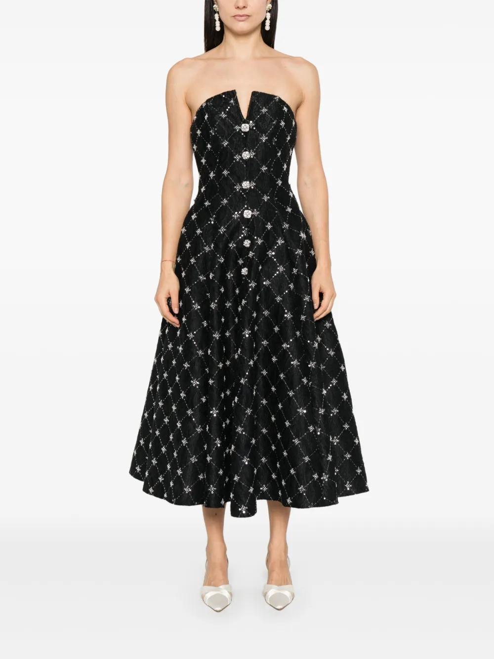 embroidered jacquard midi dress Product Image