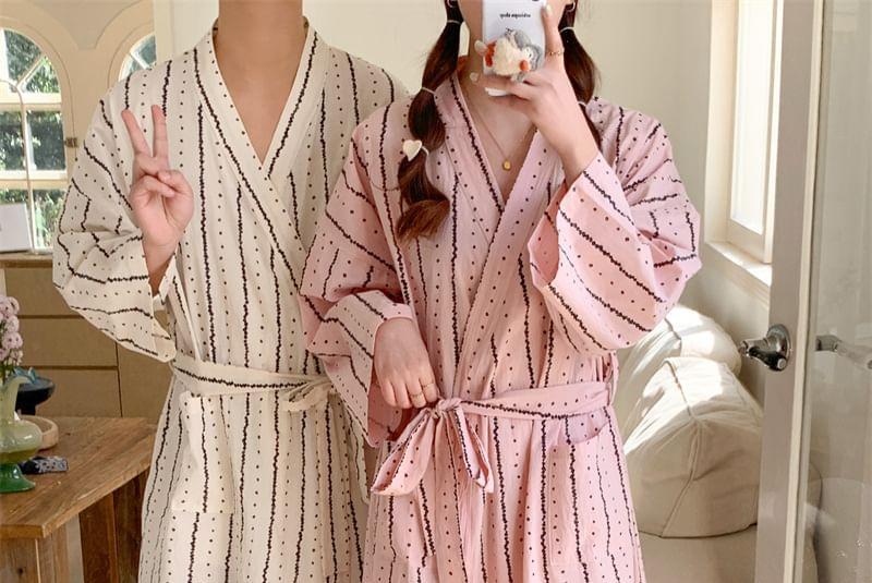 Couple Matching Patterned Print Pajama Robe Product Image