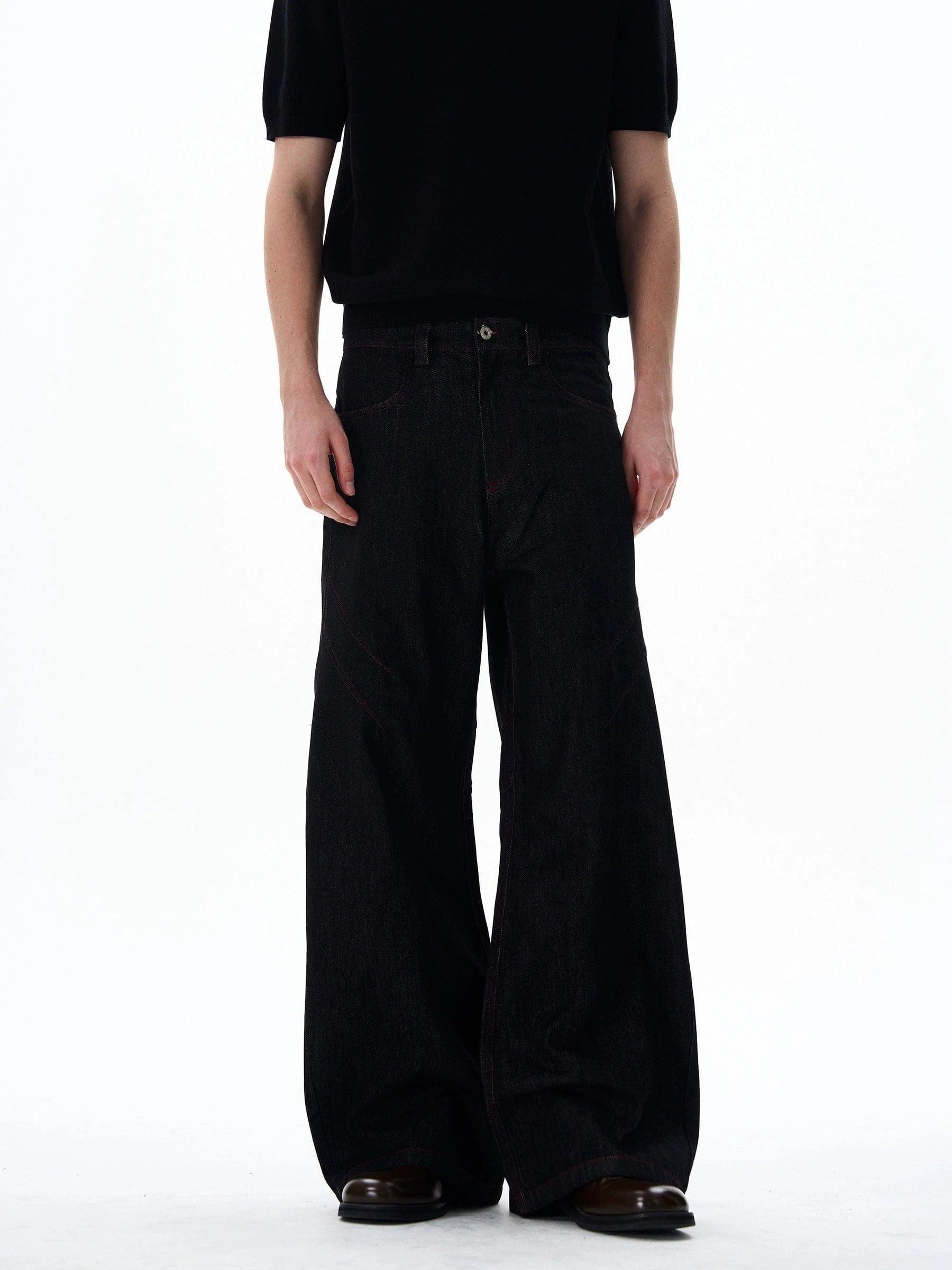 RT No. 18046 BLACK SCIMITAR DENIM STRAIGHT JEANS Product Image