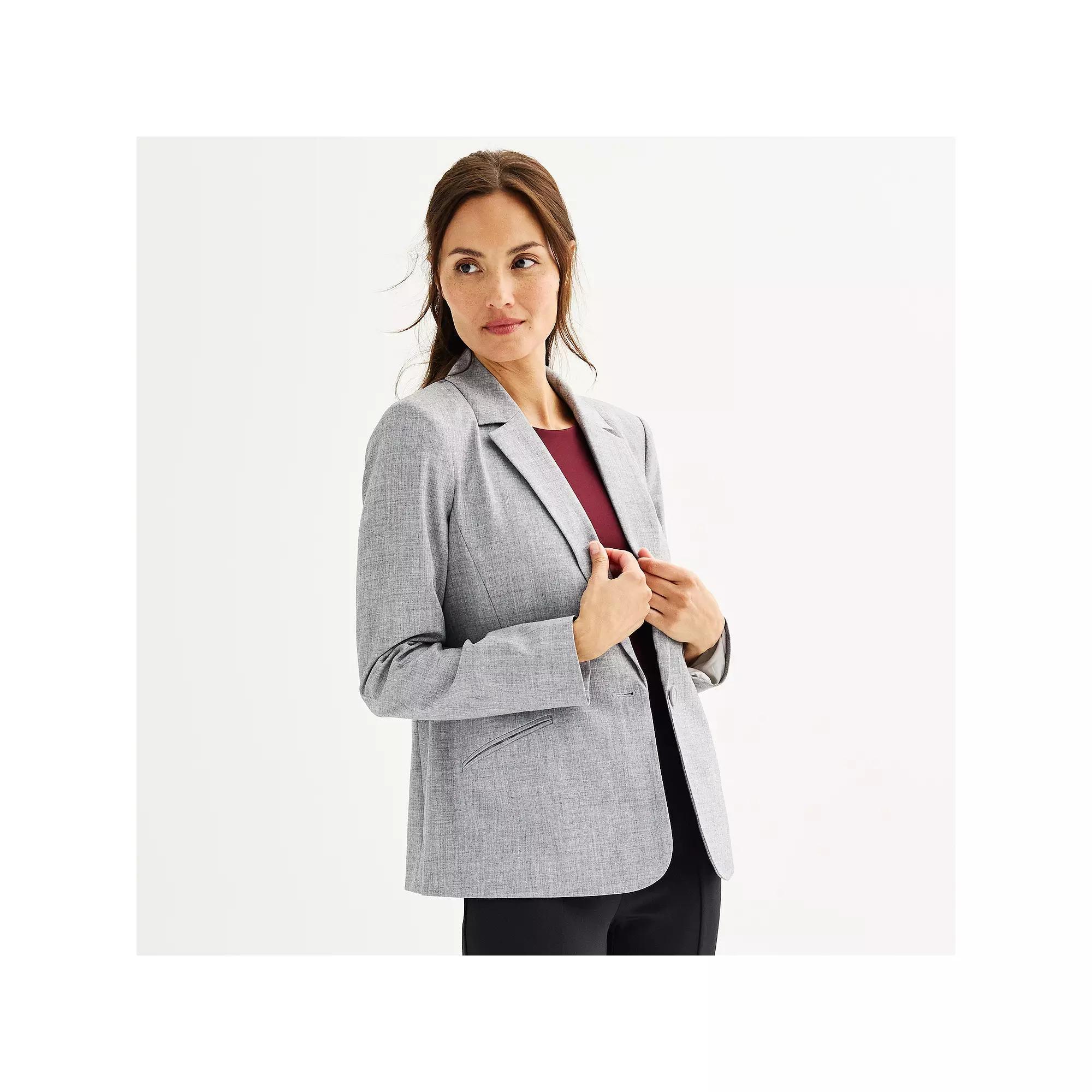 Petite Nine West Classic Single Button Blazer, Women's, Size: XXL Petite, Grey Gray Product Image