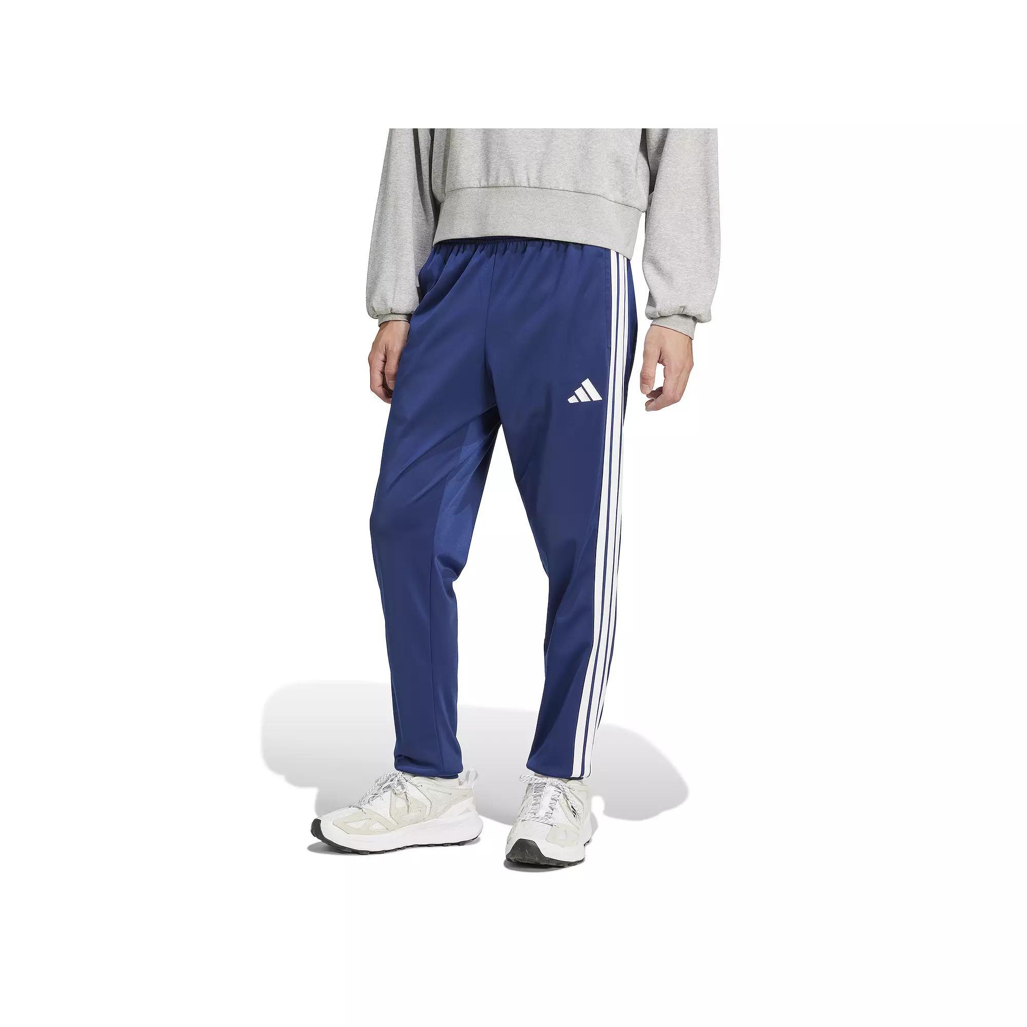 Men's adidas 3-Stripes Tricot Tapered Track Pants, Size: Large, Dark Blue Product Image