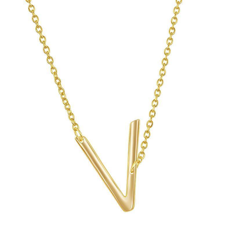 Sterling Silver Sideways Initial Necklace, Women's, Size: 16-18" ADJ, Gold Tone Z Product Image