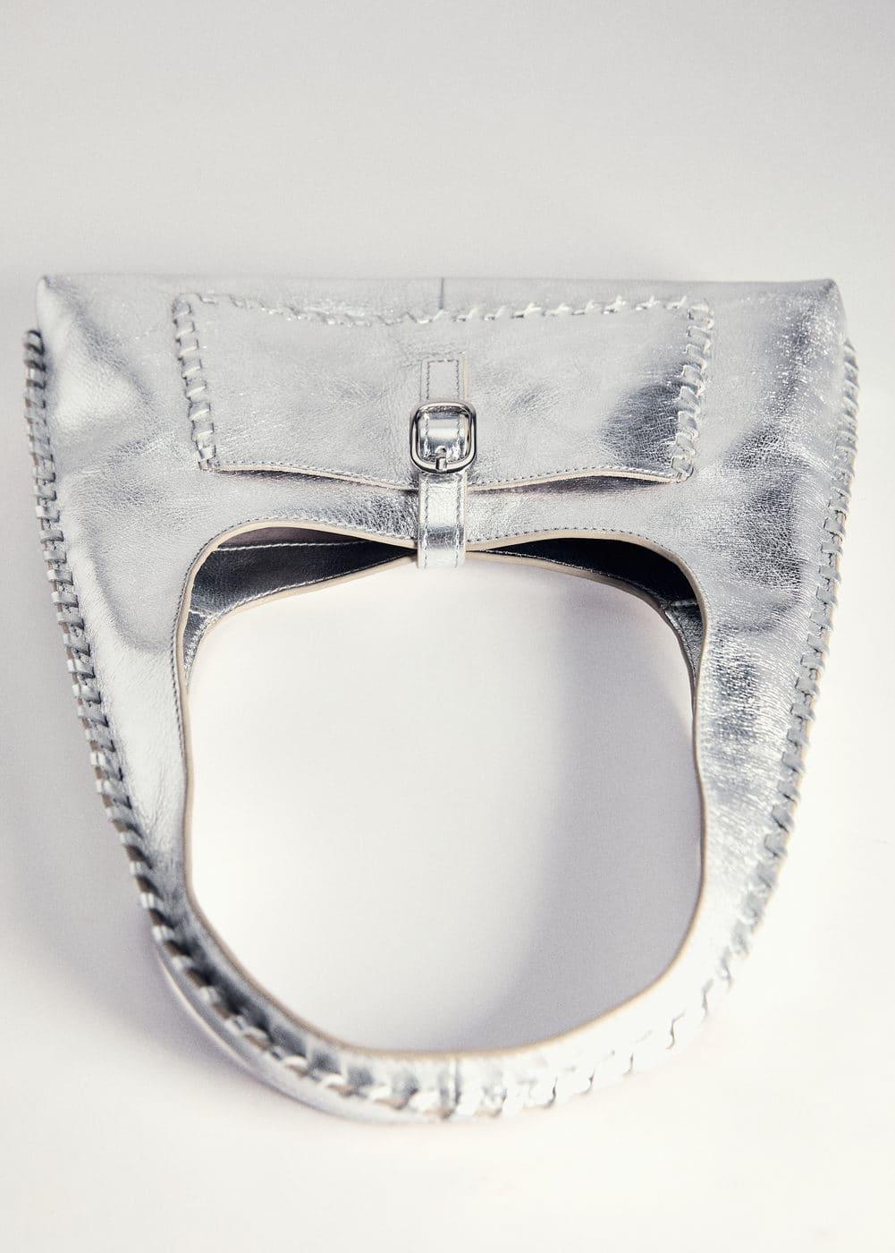 Leather metallic bag - Women | MANGO USA Product Image