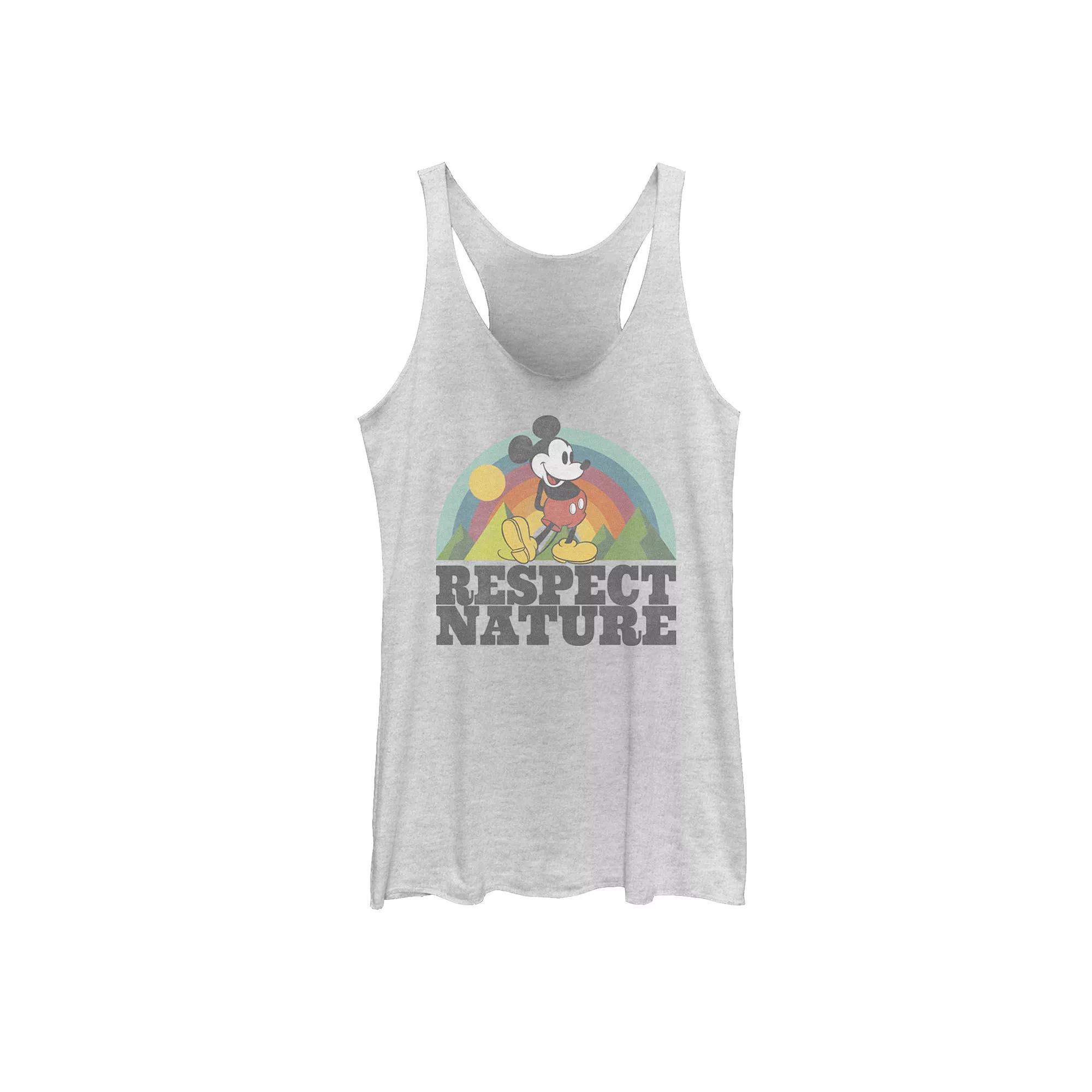 Disney's Mickey & Friends Mickey Mouse Respect Nature Rainbow Racerback Tank Top, Girl's, Size: Large, White Grey Product Image