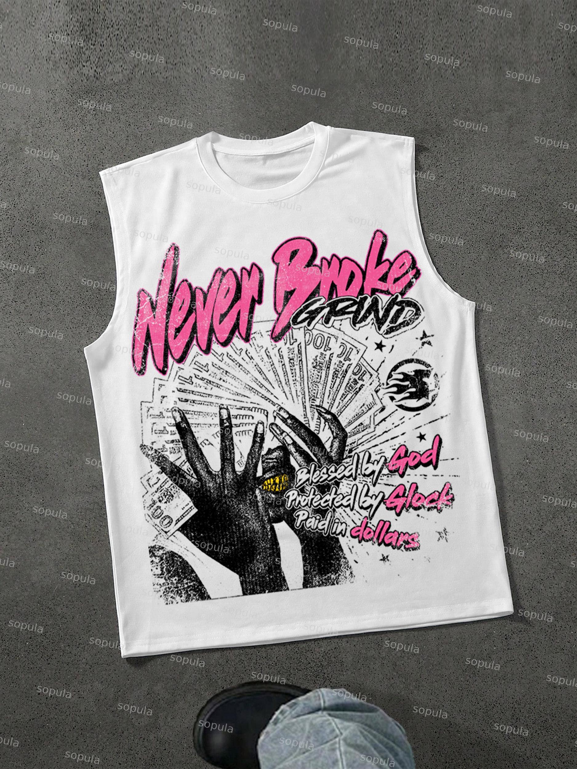 Never Broke God Glock Dollar Vintage Graphic Tank Top Product Image
