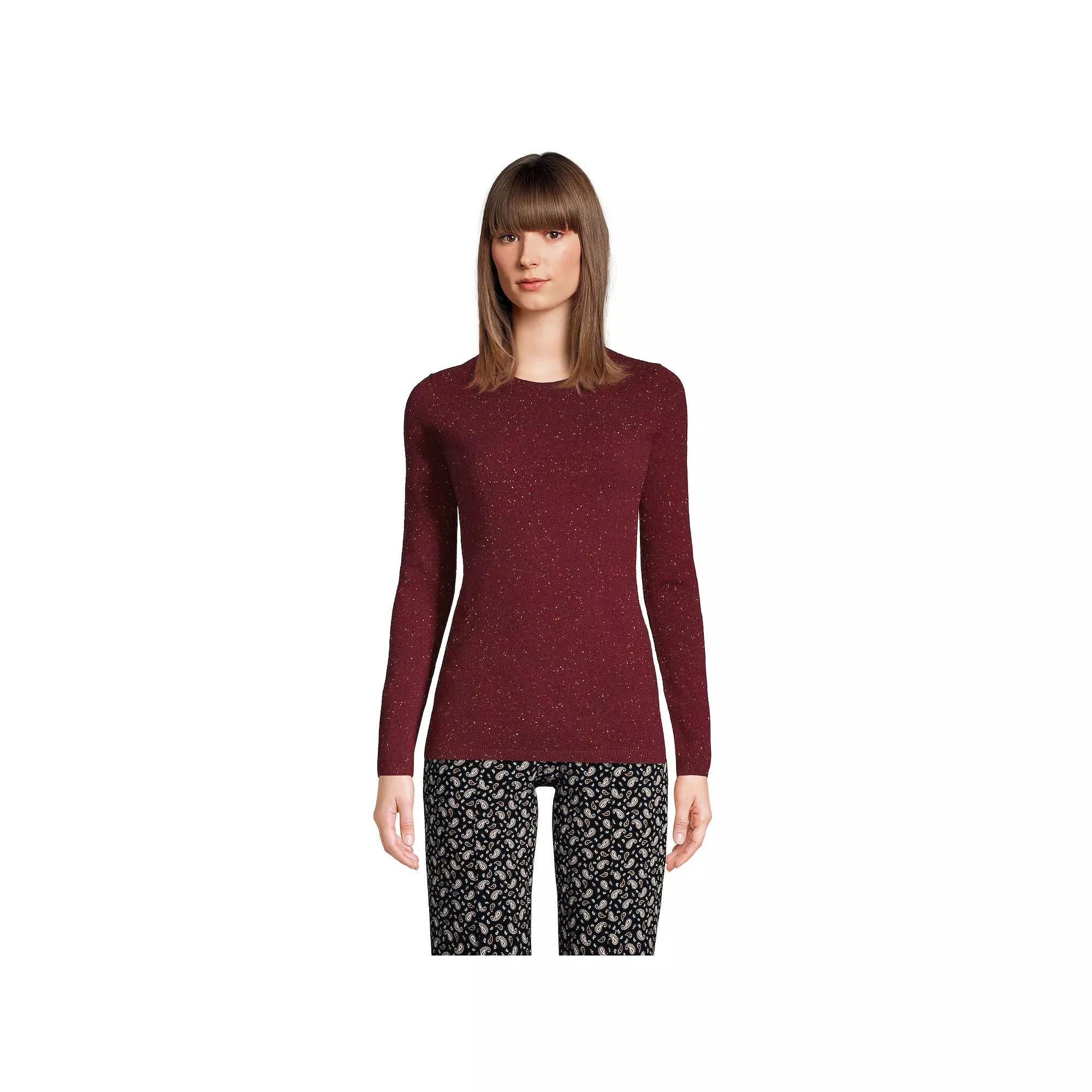 Women's Lands' End Crewneck Cashmere Sweater, Size: Medium, Gray Grey Product Image