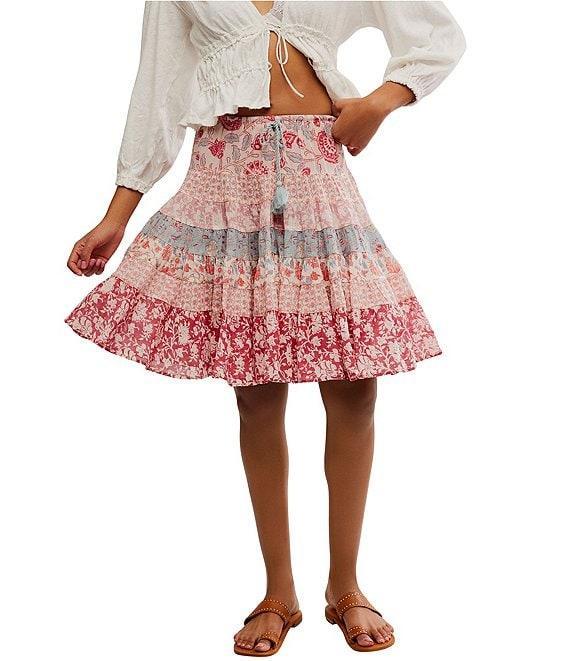 Free People Many Layers Mixed Floral Print Low Rise Tiered Skirt Product Image