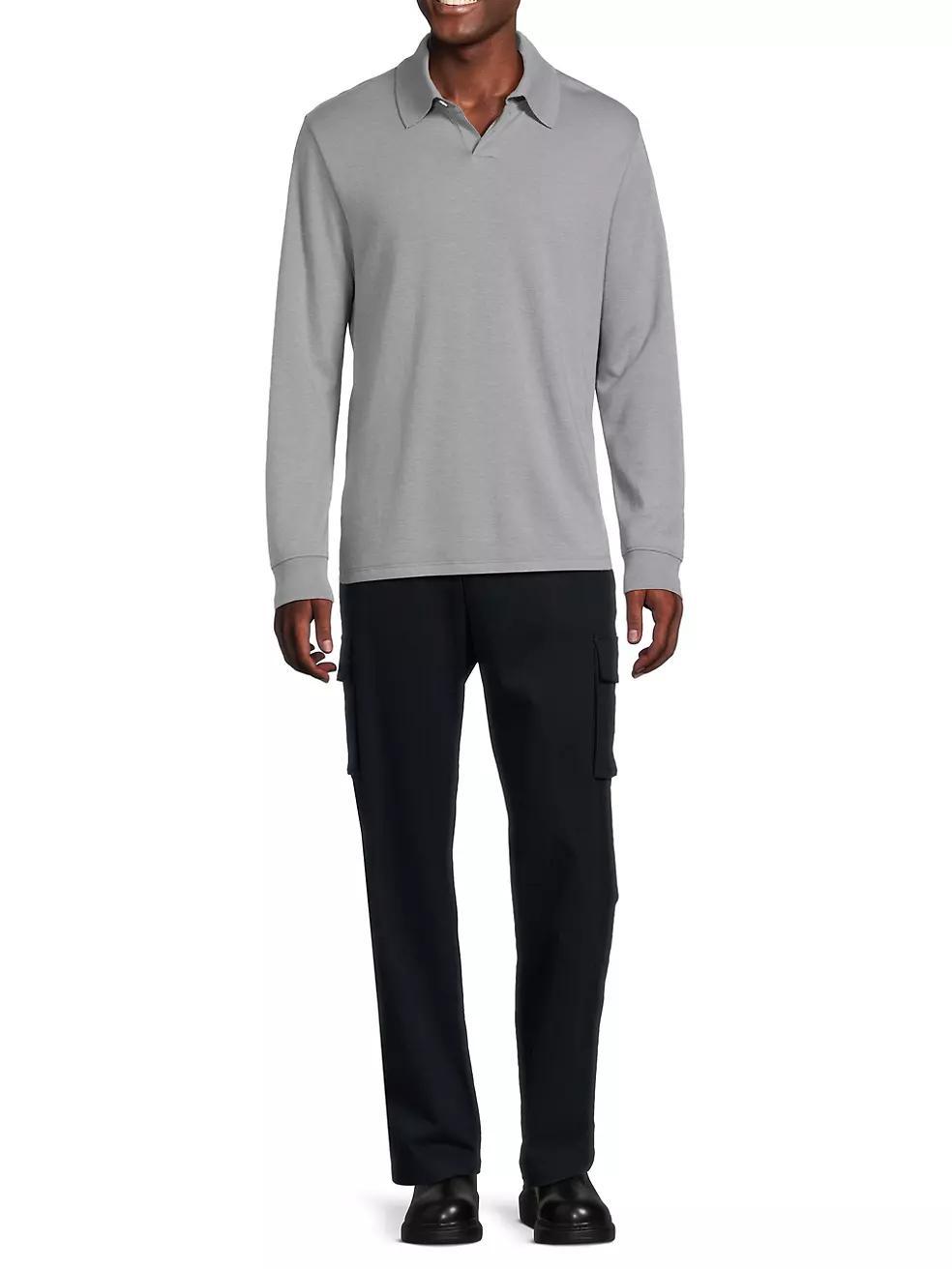 Double-Face Long-Sleeve Polo Shirt Product Image