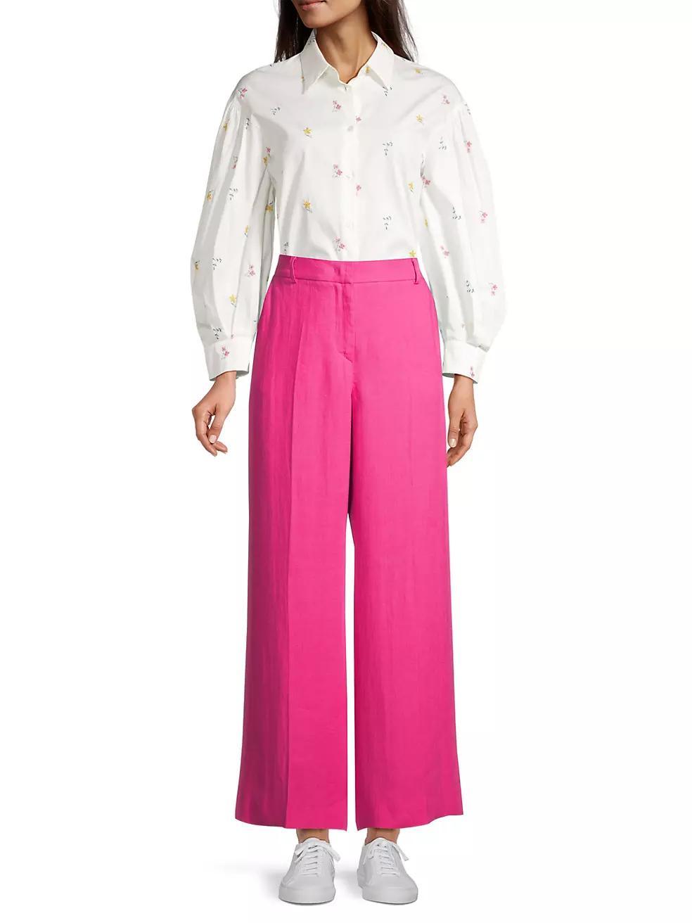 Malizia Wide-Leg Linen Trousers Product Image