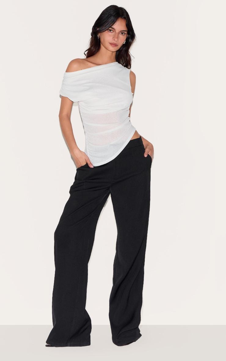 White Burnout Mesh Asymmetric Hem Long Top Product Image