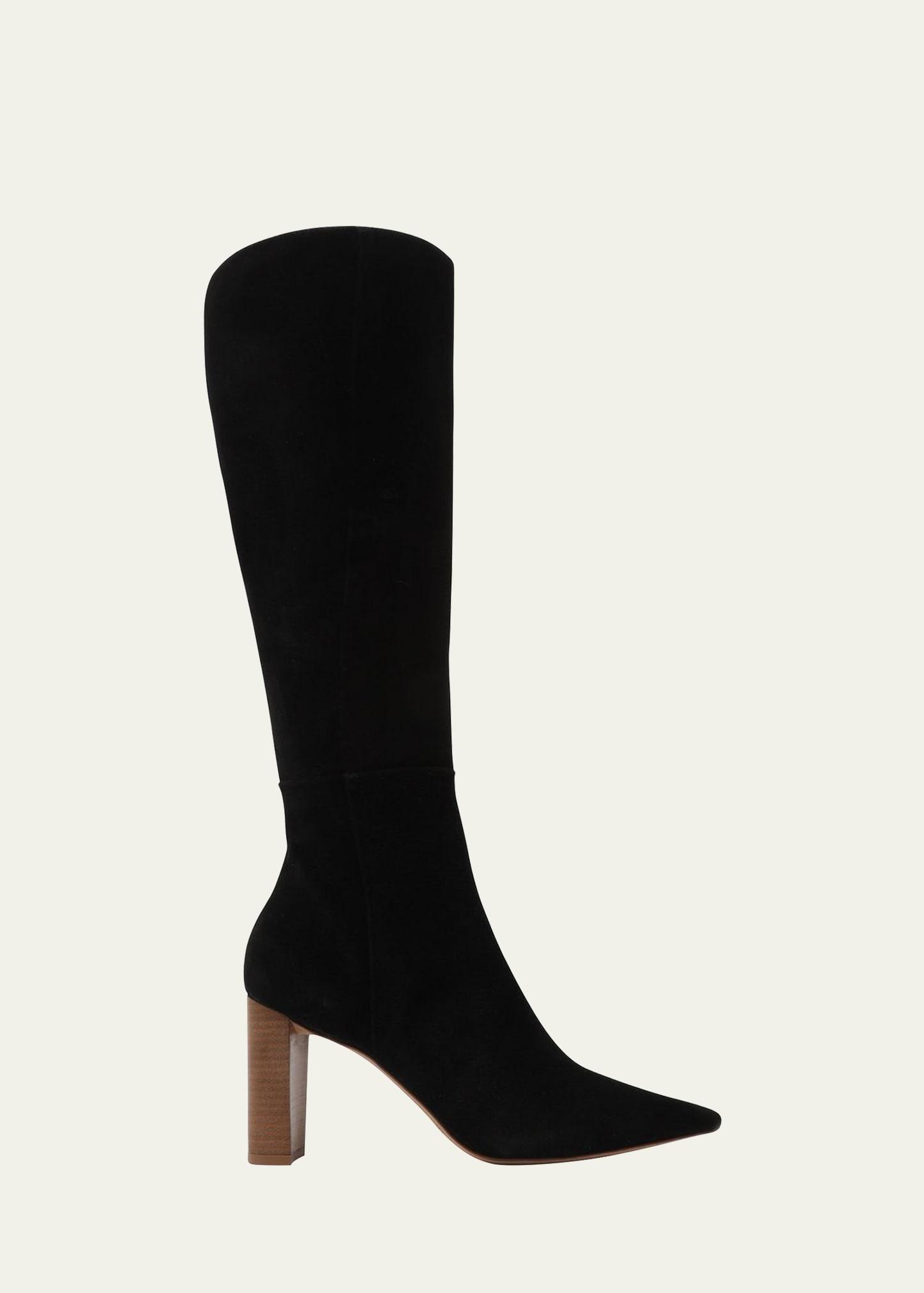 Elisa Suede Block-Heel Knee Boots Product Image