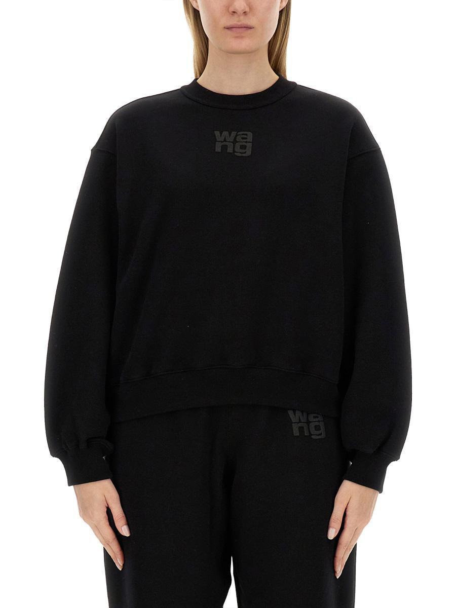 ALEXANDER WANG T Black Bonded Puff Logo Sweatshirt Product Image