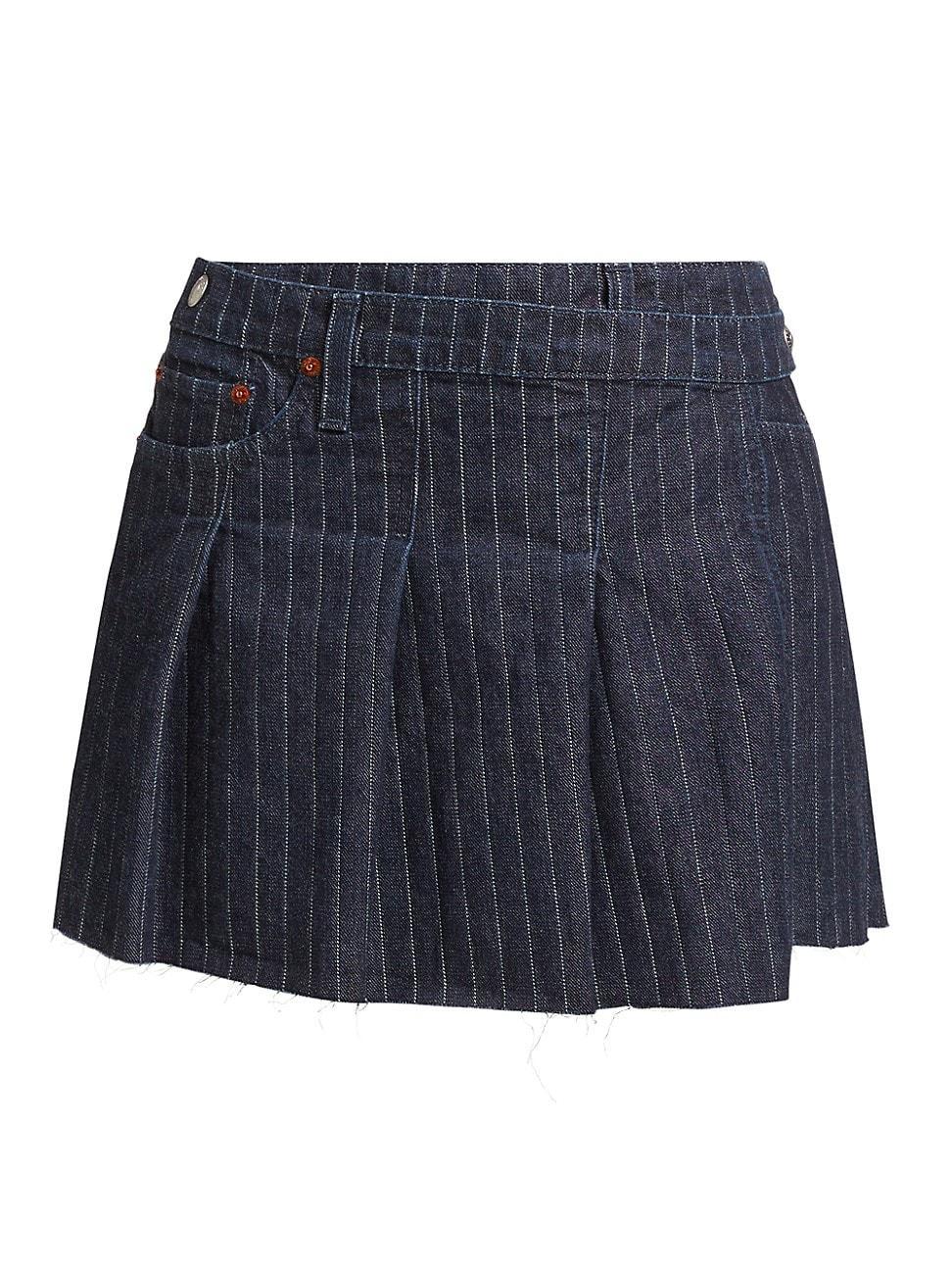 Womens Pinstripe Denim Tennis Wrap Skirt Product Image