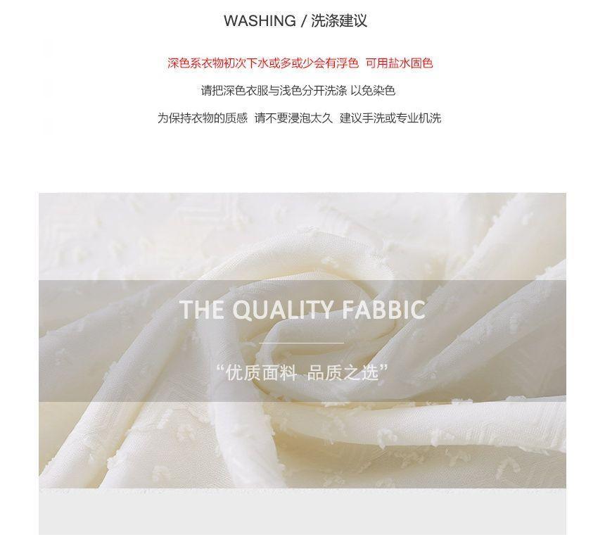 Long-Sleeve Plain Lace Trim Blouse Product Image