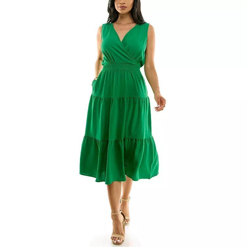 Women's Nina Leonard Tiered Smocked Midi Dress, Size: XL, Vibrant Purple Product Image