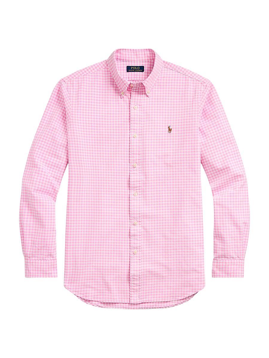 Mens Logo-Embroidered Gingham Cotton Oxford Shirt Product Image