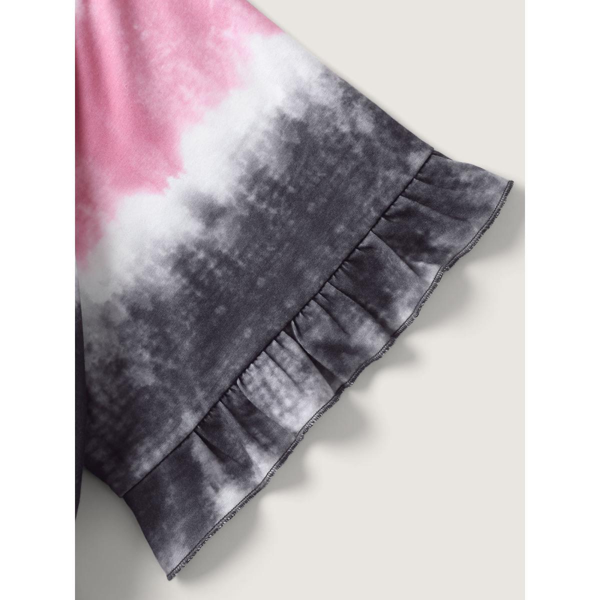 Plus Size Supersoft Tie-Dye Drawstring Midi Dress Multicolor Women V-neck Short sleeve Curvy BloomChic 26/4X Product Image