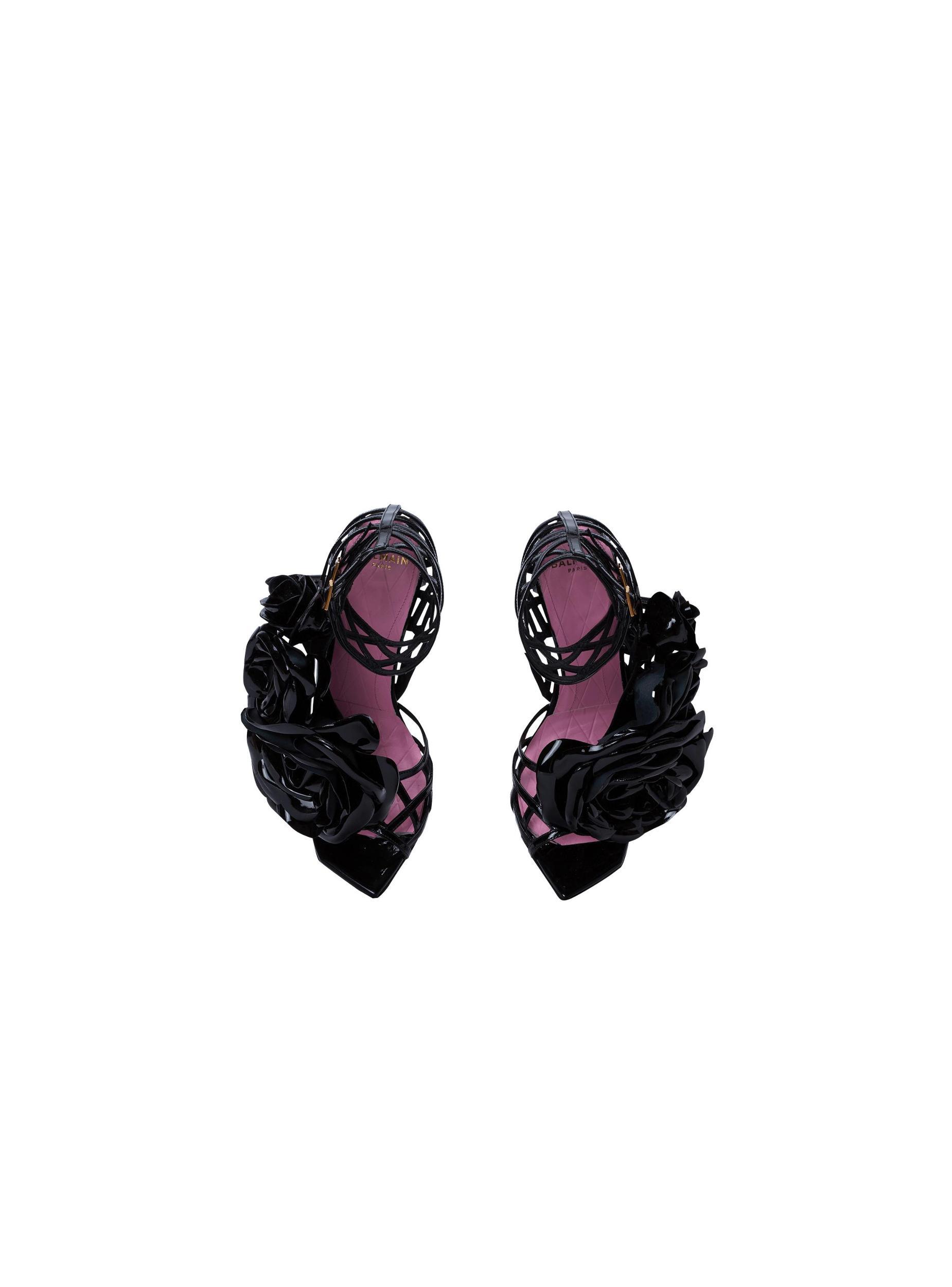 Patent leather Eden sandals with flowers Product Image