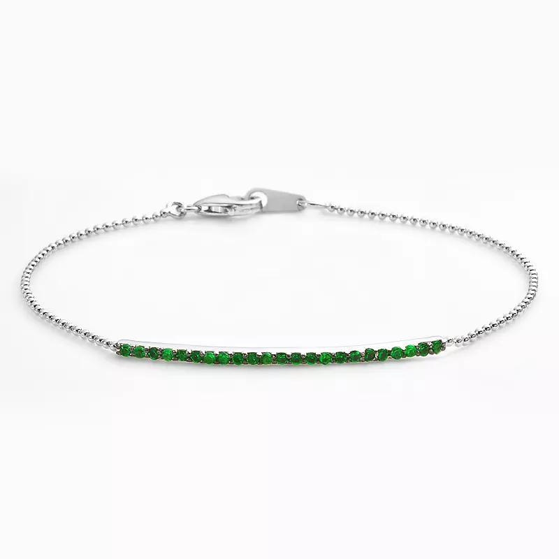 Sophie Miller Sterling Silver Simulated Emerald Bar Link Bracelet, Womens Green Product Image