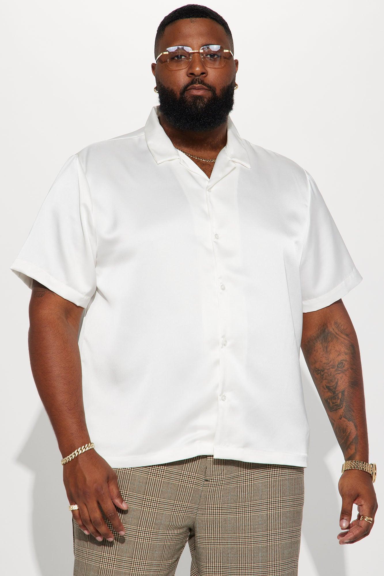 Links Satin Short Sleeve Button Up Shirt - Off White Product Image