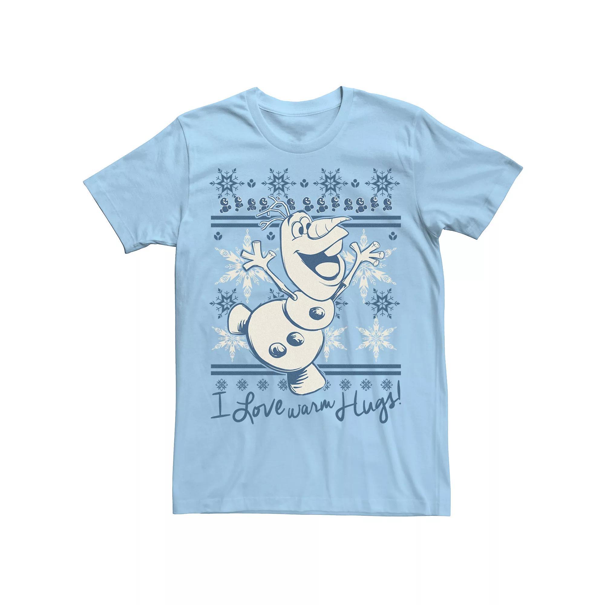 Disney's Frozen Olaf Men's I Love Warm Hugs Pattern Tee, Size: Medium, Light Blue Product Image