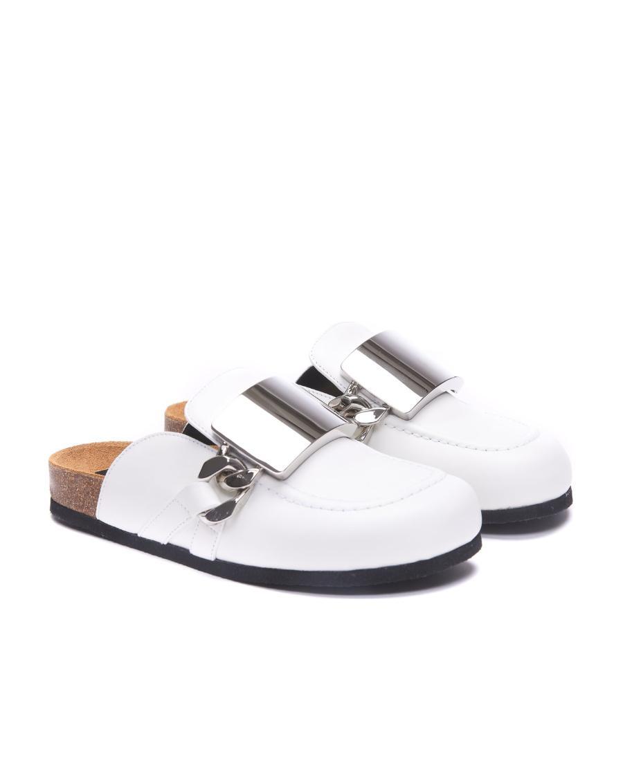 JW ANDERSON Chain Embellished Slip-on Mules In White Product Image