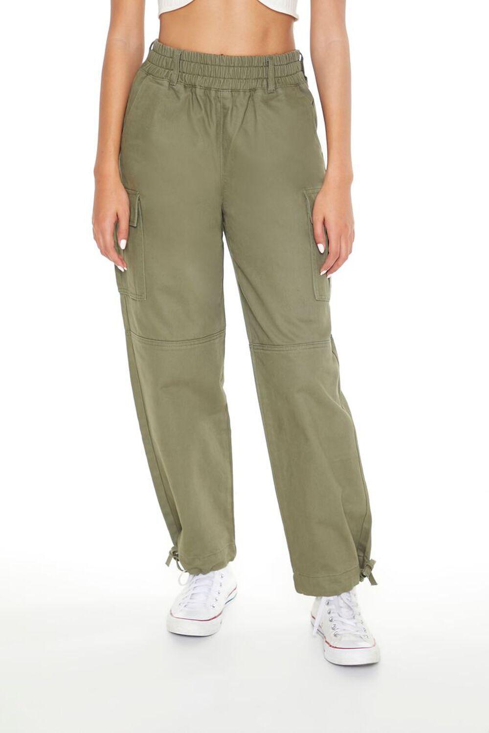 Twill Tie-Hem Cargo Pants | Forever 21 Product Image