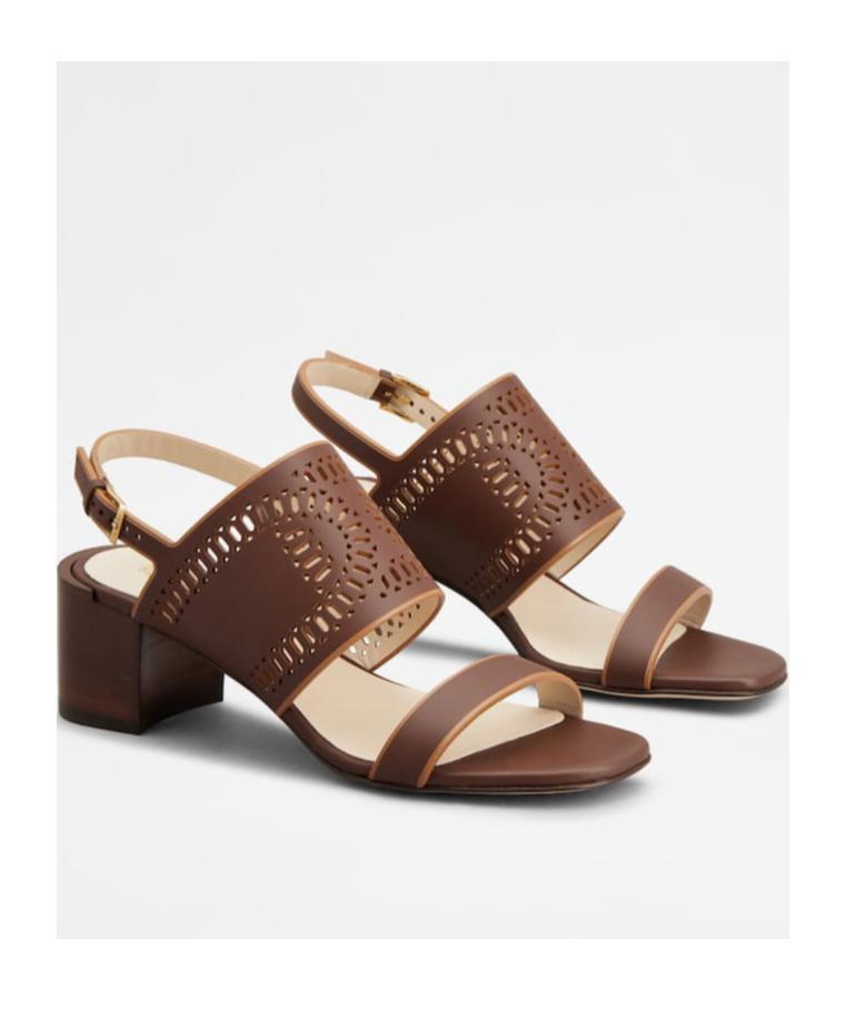 TOD'S 55mm Leather Sandals In Brown Product Image