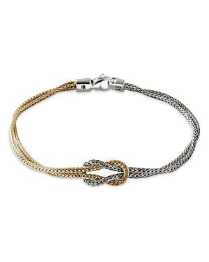 Womens Love Knot 14K Yellow Gold & Sterling Silver Double-Chain Bracelet Product Image