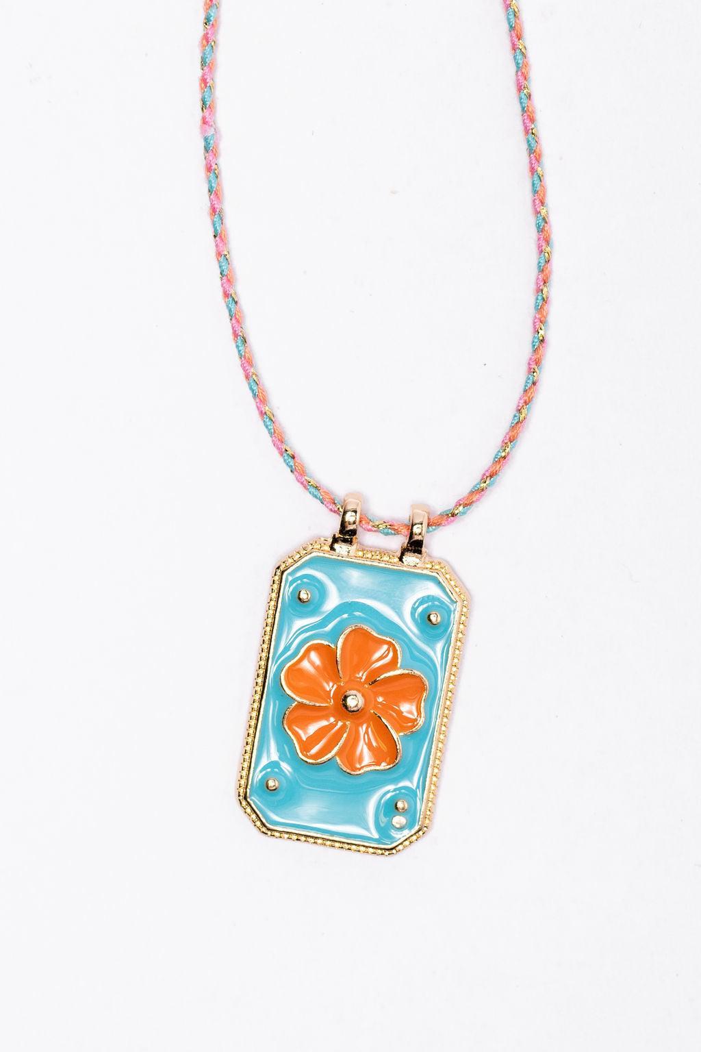 Orange Flower Tag Necklace FINAL SALE Product Image