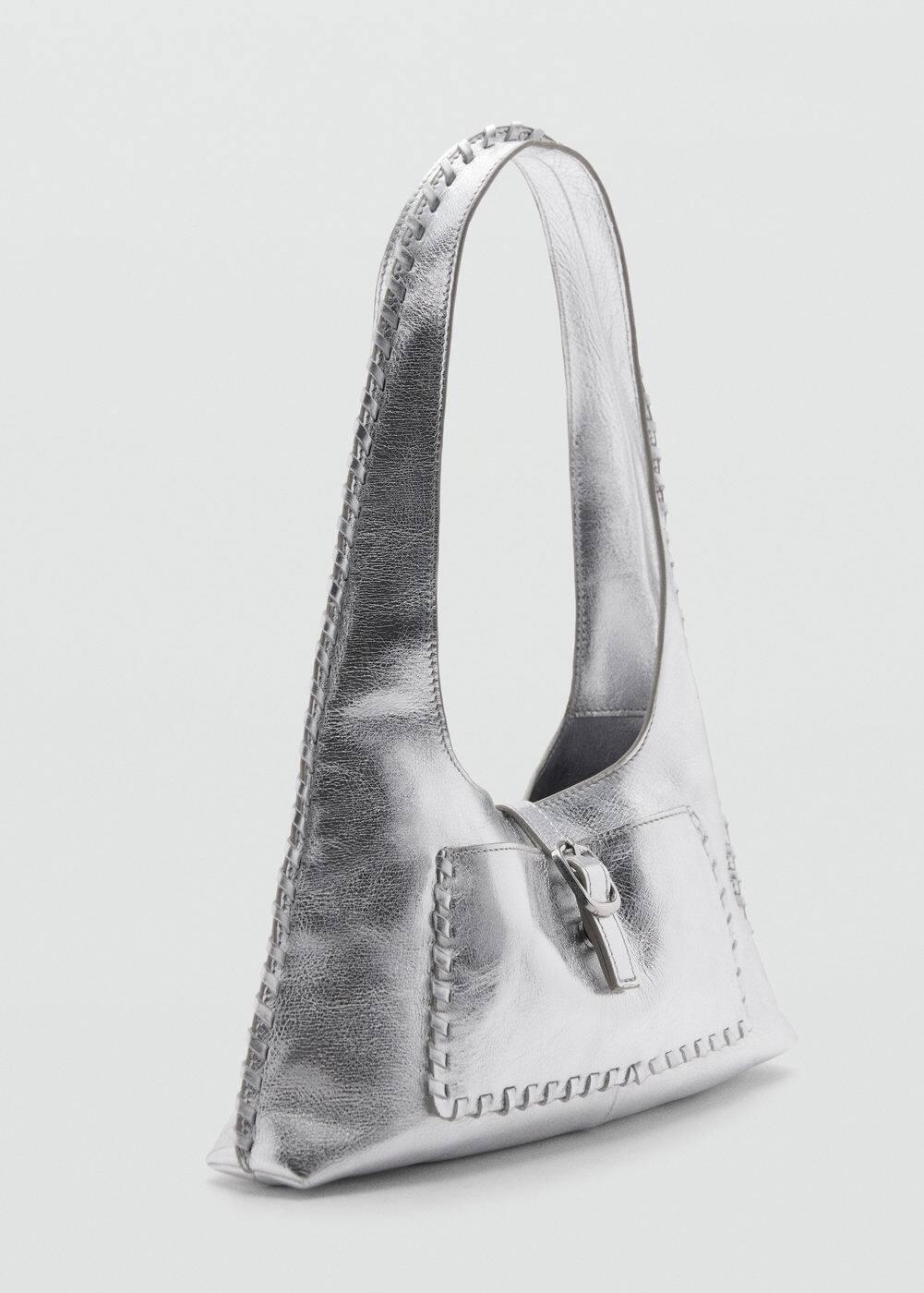 Leather metallic bag - Women | MANGO USA Product Image