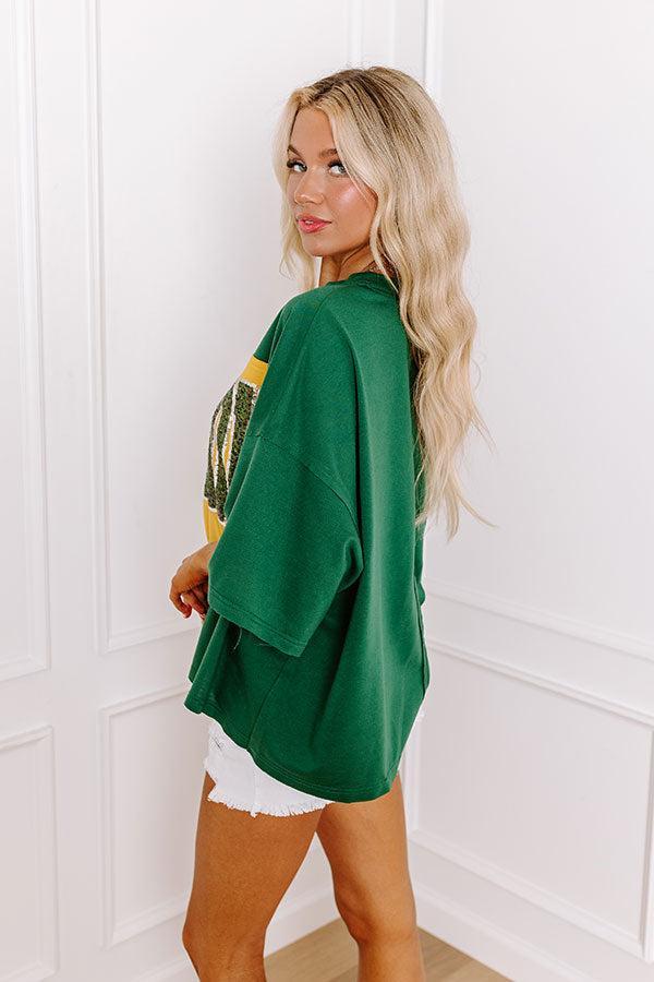 It's a Touch Down Sequin Oversized Tee in Green Product Image