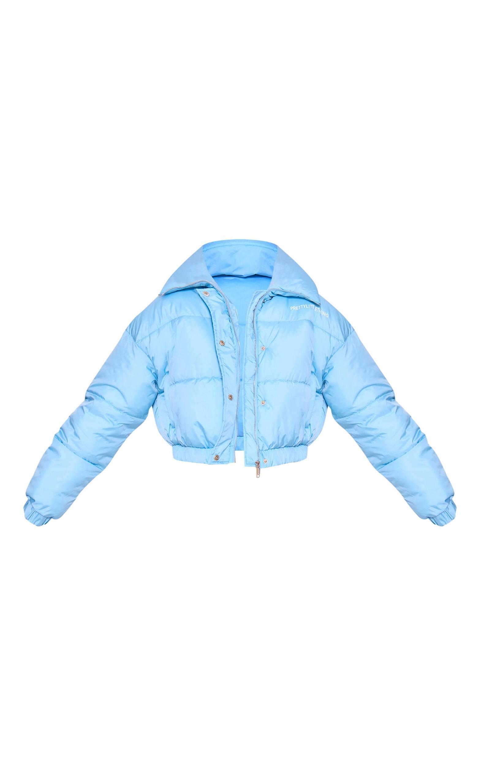 Blue Cropped Puffer Jacket Product Image