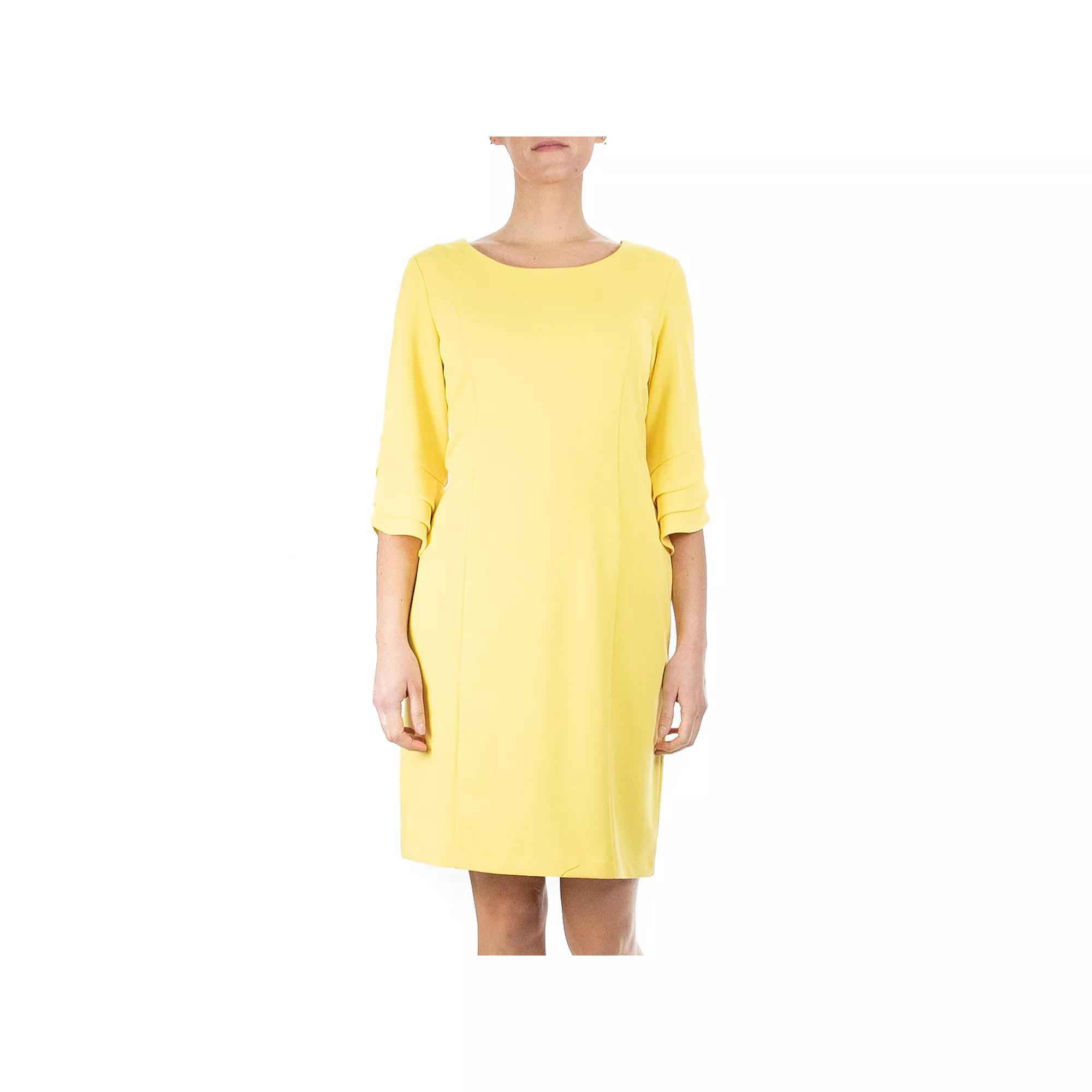 Women's Nina Leonard Tiered Sleeve Sheath Dress, Size: Medium, Yellow Product Image