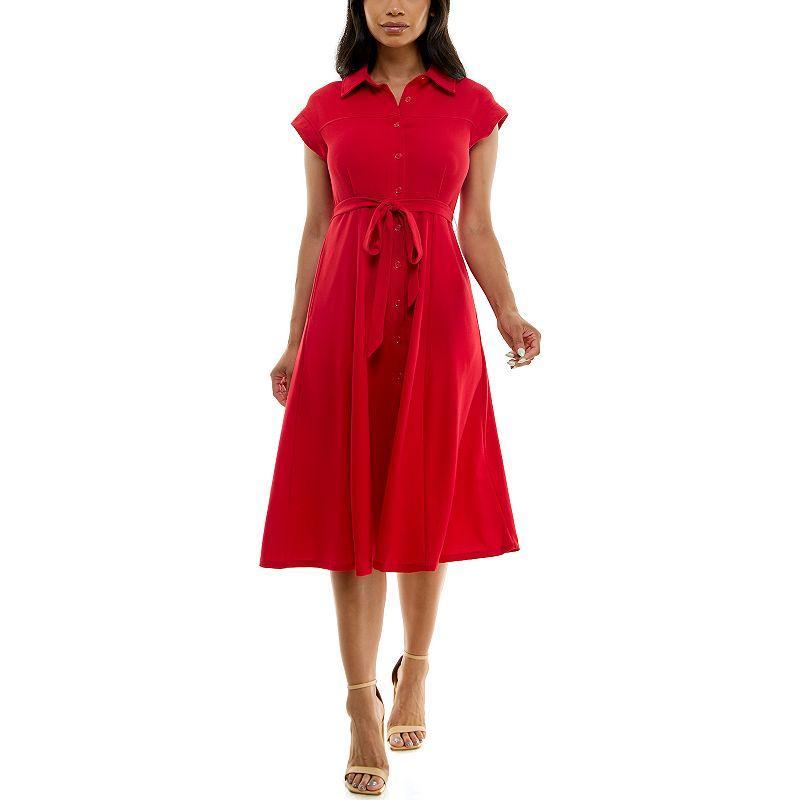 Women's Nina Leonard Collared Shirt Dress, Size: Small, Black Product Image