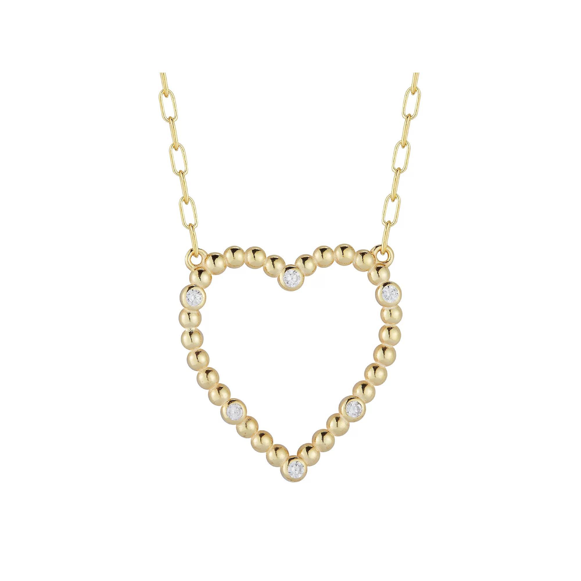 Sunkissed Sterling Cubic Zirconia Open Heart Necklace, Women's, Gold Tone Product Image