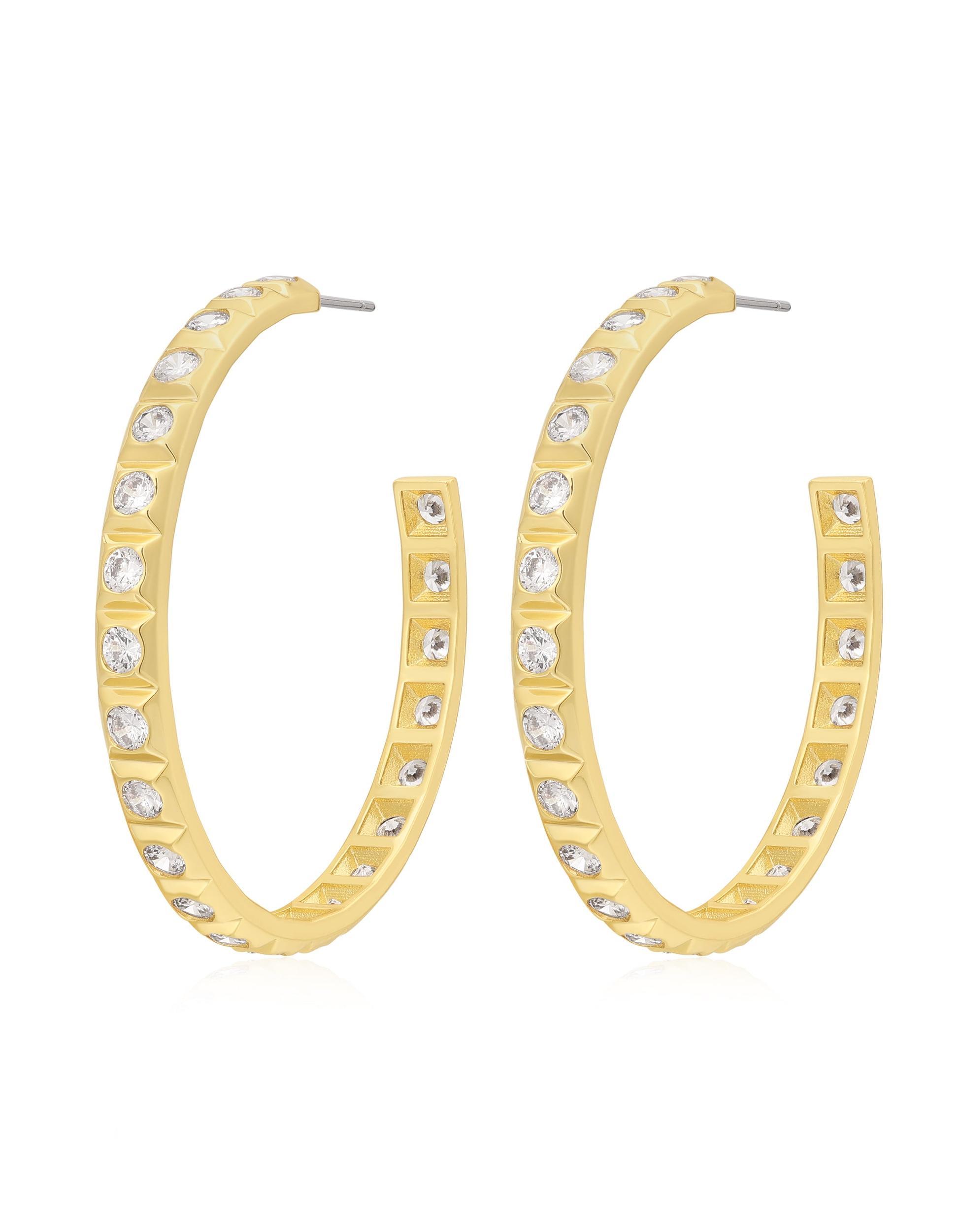 XL Pyramid Stud Hoop Earrings | LUV AJ Product Image